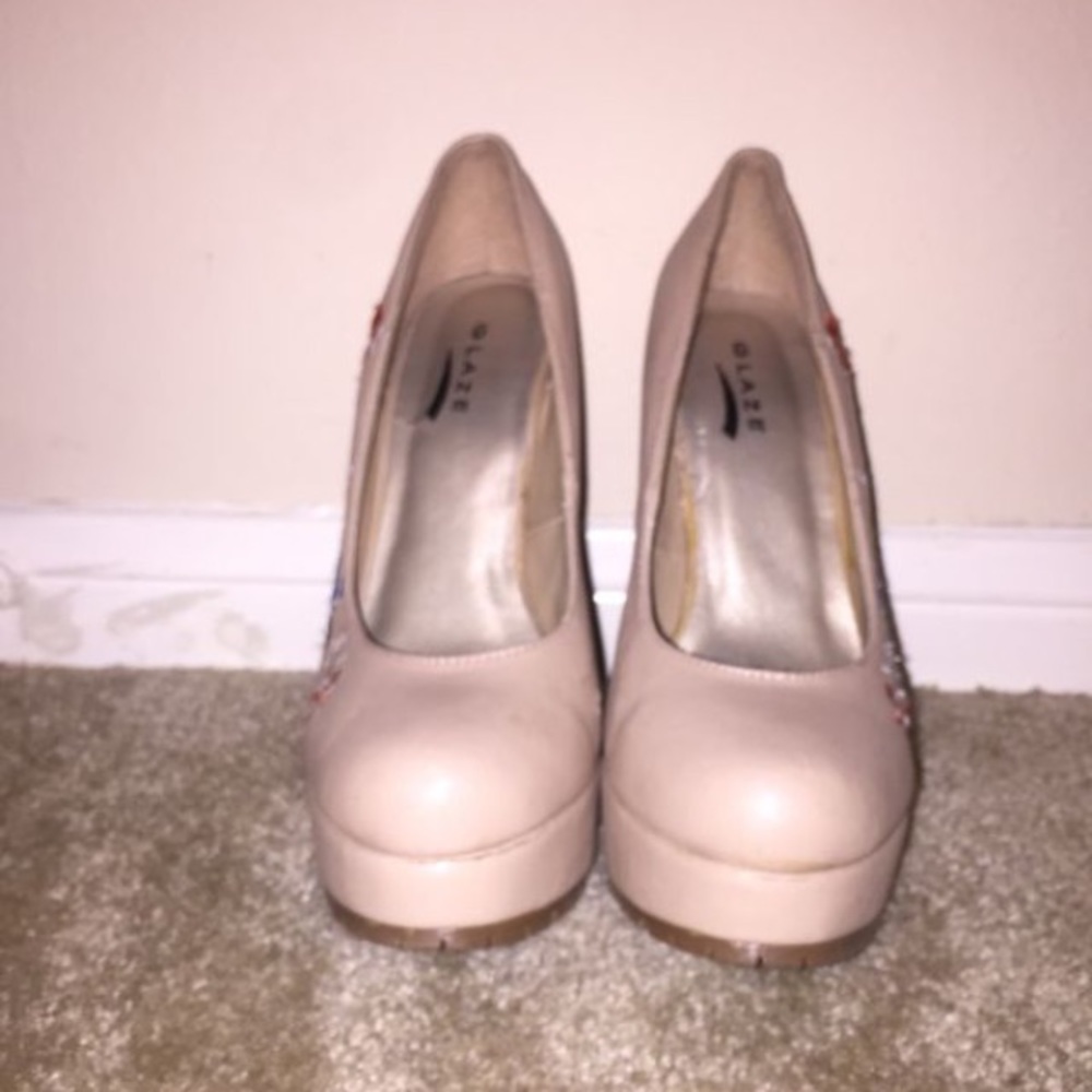 Miller Nude Flower Design Platform Stilettos